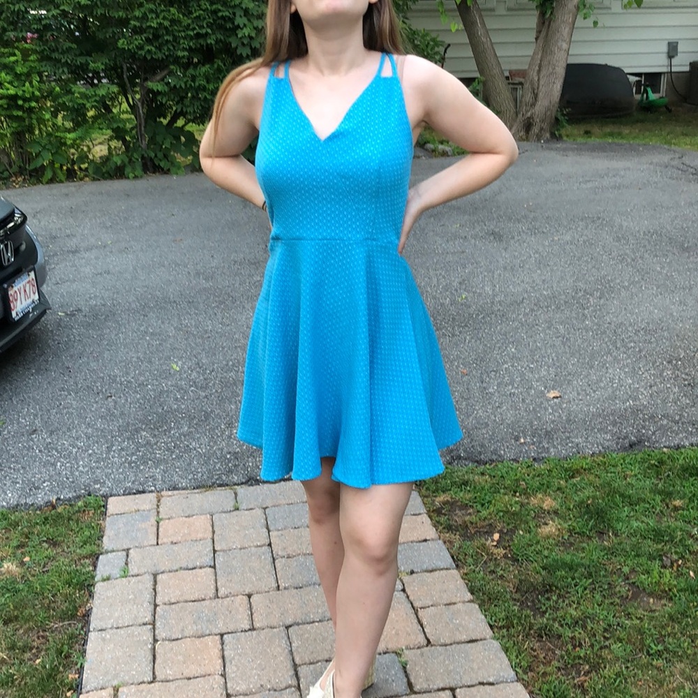 Modiste cerulean blue fit and flare dress